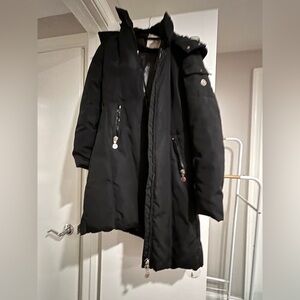 Moncler Black Long Ski Puffer Coat with Hood